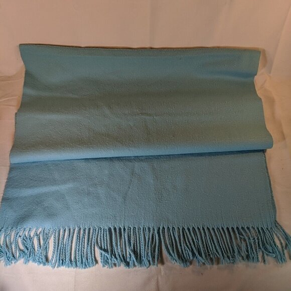Royal Rossi 100% Cashmere Scarf Blue Rectangle Fringe 28x78" Neck Head Wrap - Picture 1 of 7